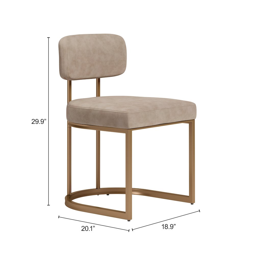 Velar Dining Chair (Set of 2) Beige & Bronze