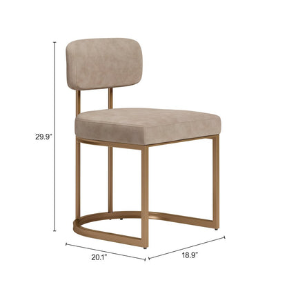 Velar Dining Chair (Set of 2) Beige & Bronze
