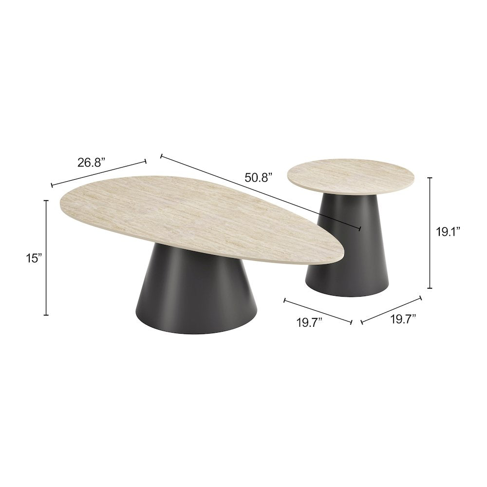 Reyes Coffee Table Set (2-Piece) Natural & Black