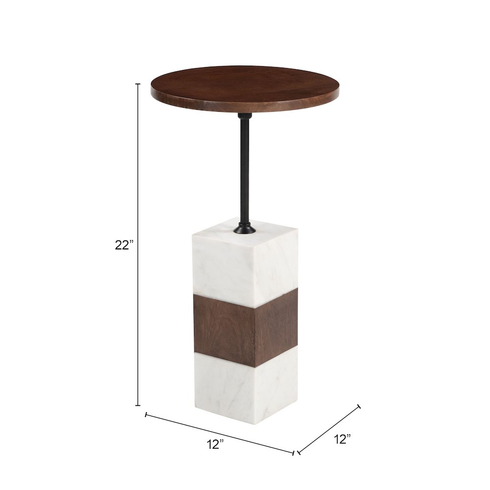 Stuk Side Table Brown & White