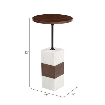 Stuk Side Table Brown & White