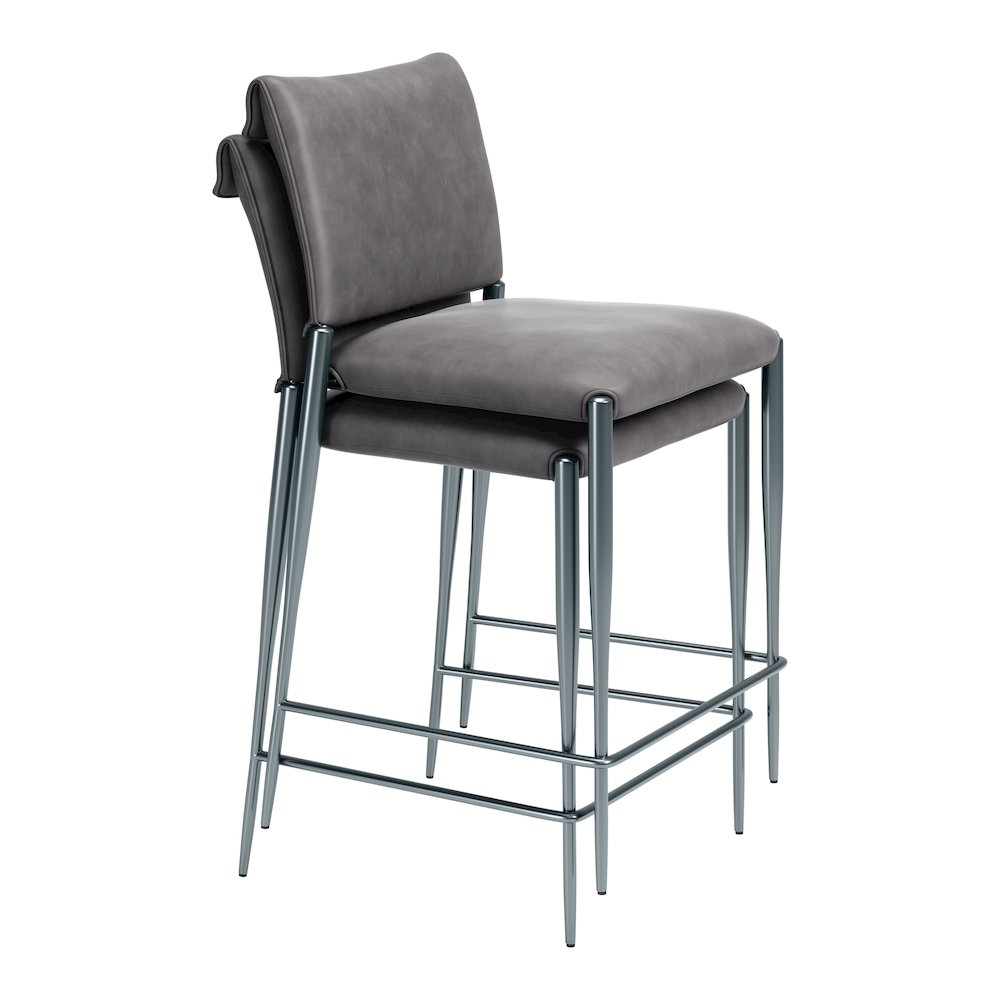 Freesia Counter Stool (Set of 2) Charcoal Gray