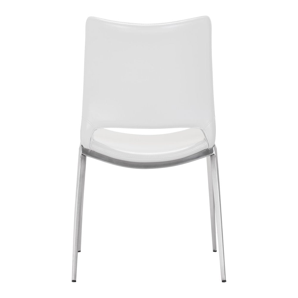 Ace Dining Chair (Set of 2) White & Silver