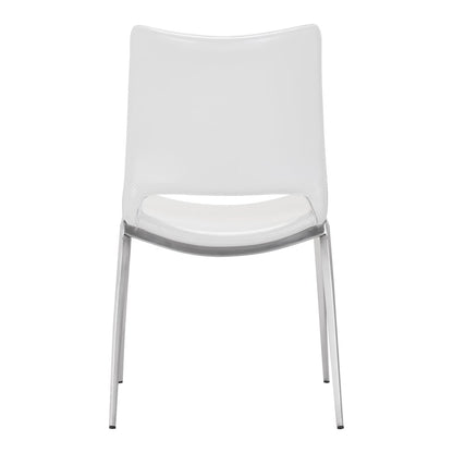Ace Dining Chair (Set of 2) White & Silver