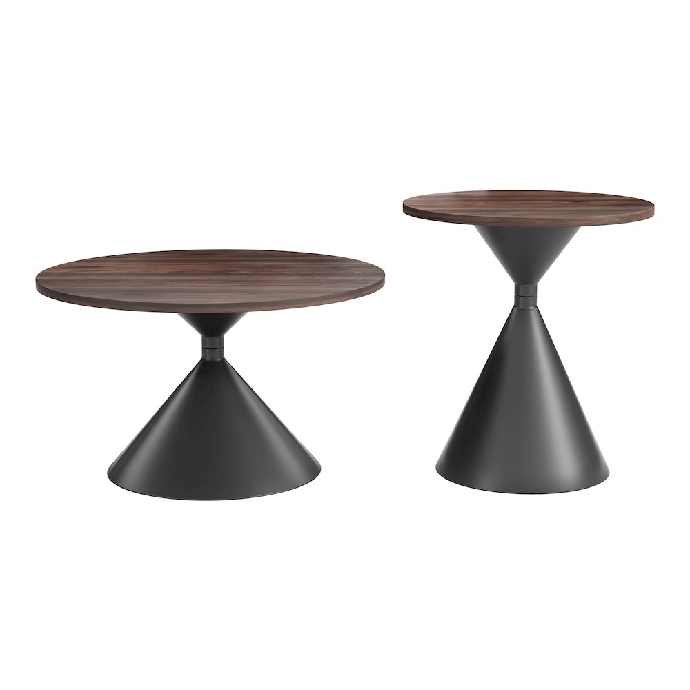 Rosk Coffee Table Set (2-Piece) Walnut & Black