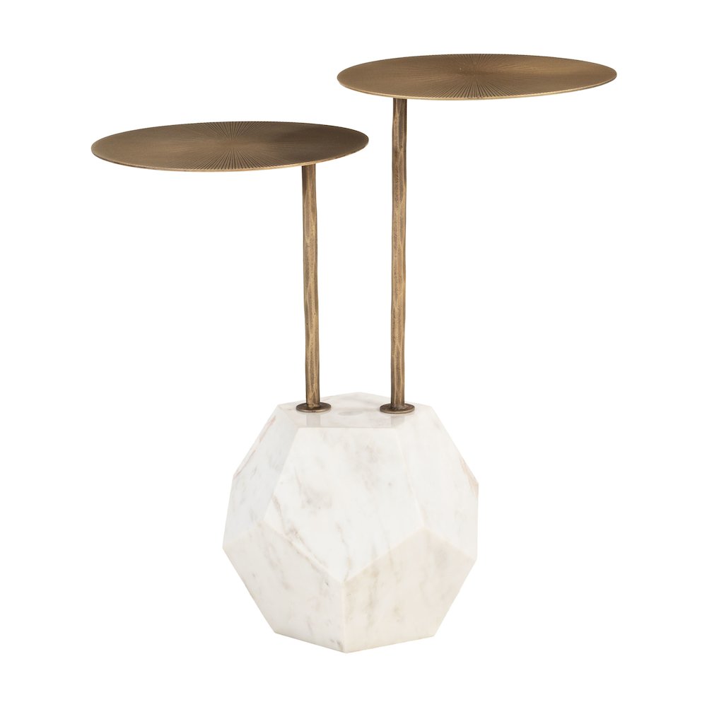 Anten Side Table Brass & White