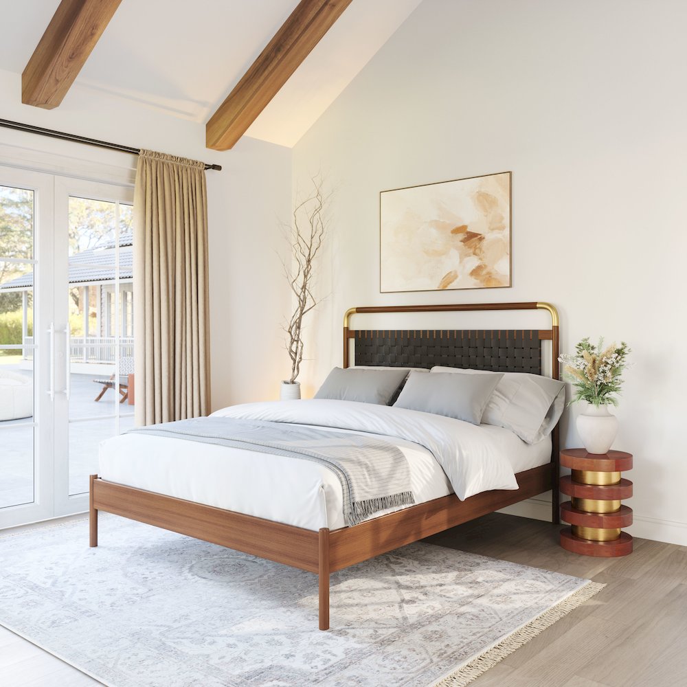 Netz Queen Bed Black & Walnut