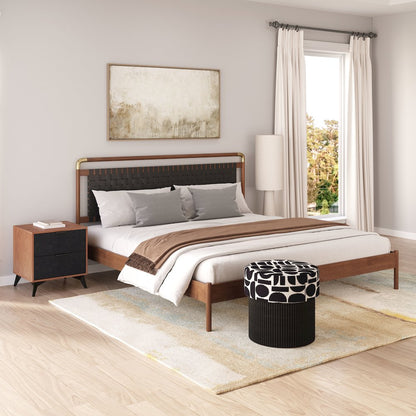 Netz King Bed Black & Walnut
