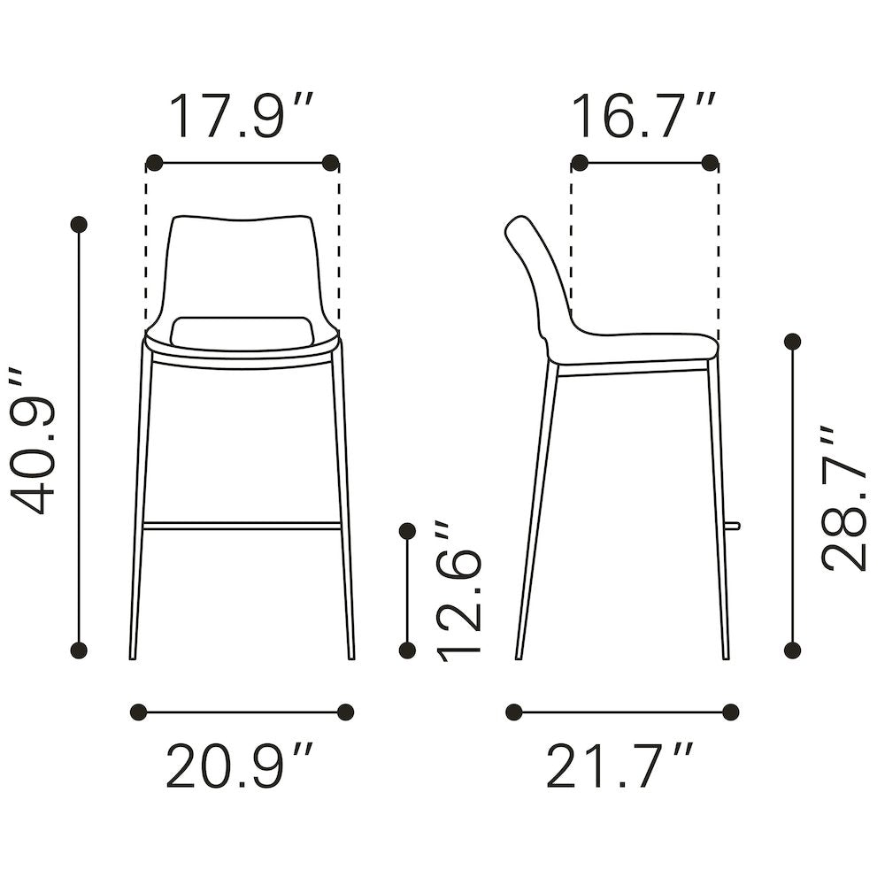 Ace Barstool (Set of 2) Black & Silver