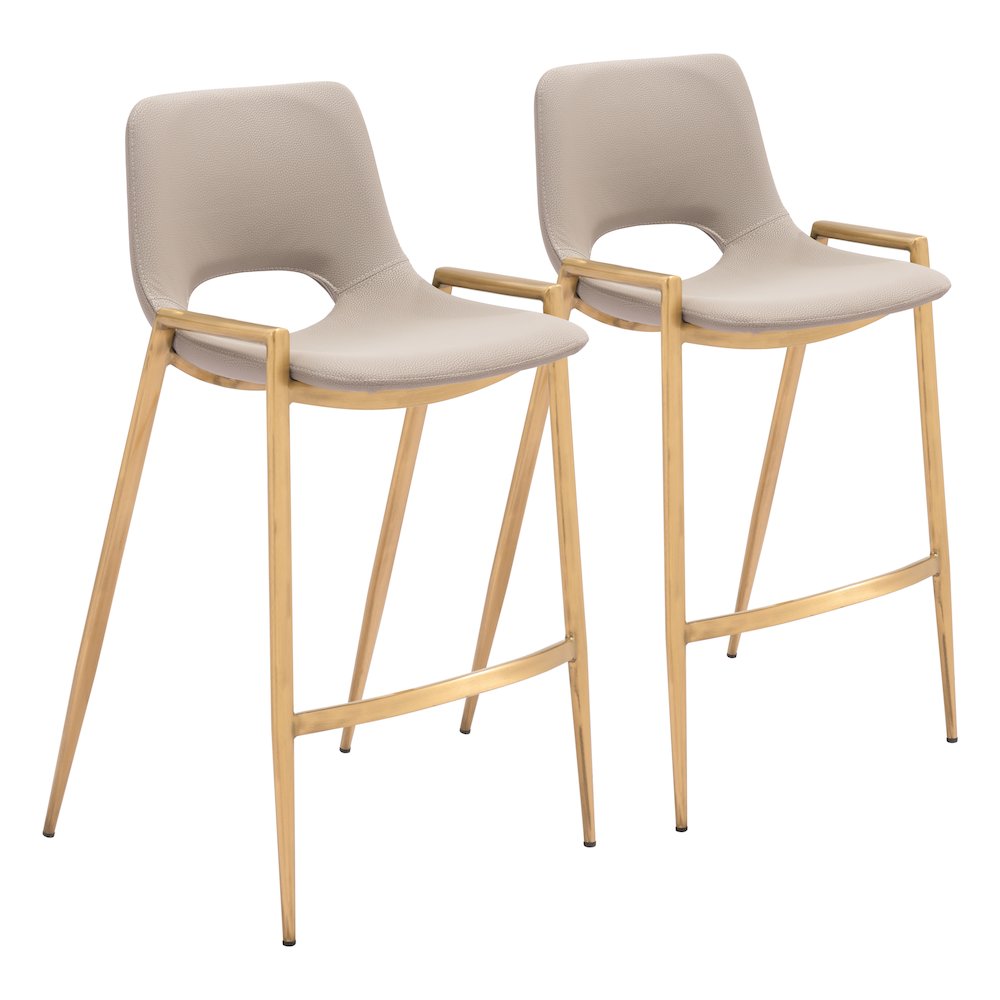 Desi Counter Stool (Set of 2) Beige & Gold