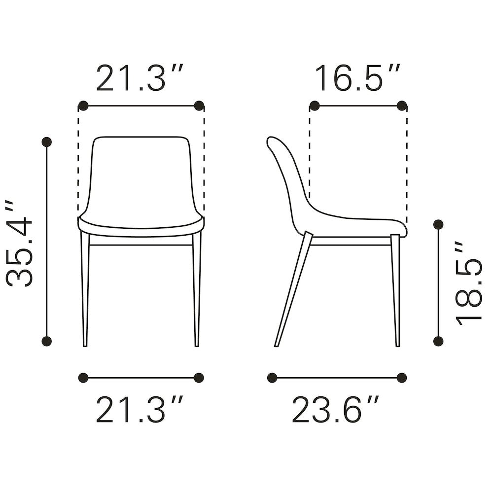 Magnus Dining Chair (Set of 2) Black & Silver