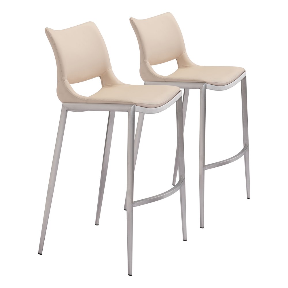 Ace Barstool (Set of 2) Light Pink & Silver