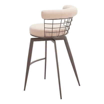 Saku Swivel Barstool Beige & Brown