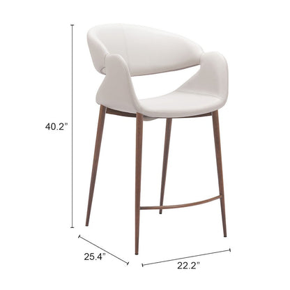 Limay Counter Stool Beige & Walnut