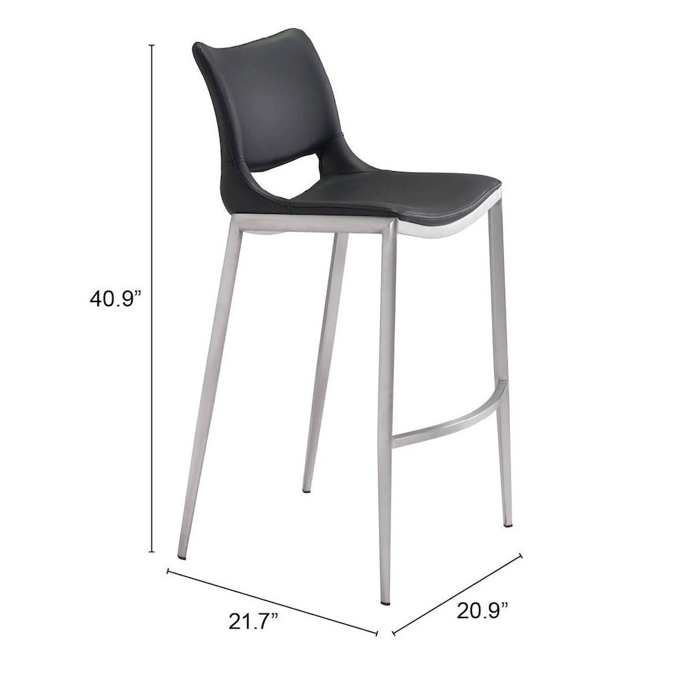 Ace Barstool (Set of 2) Black & Silver