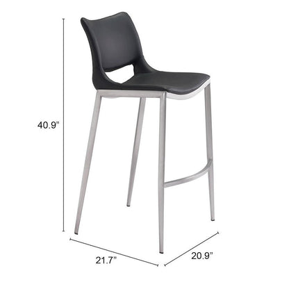 Ace Barstool (Set of 2) Black & Silver