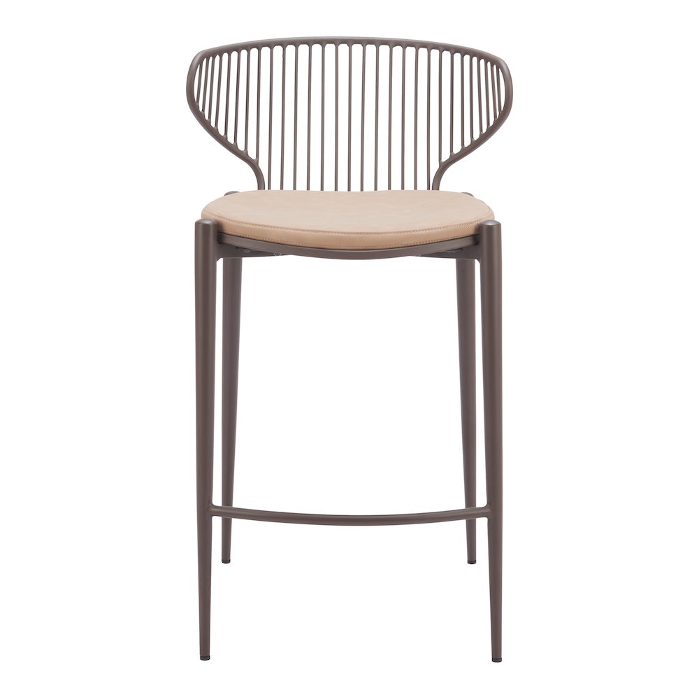Silues Counter Stool (Set of 2) Taupe & Brown