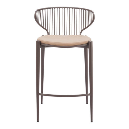 Silues Counter Stool (Set of 2) Taupe & Brown