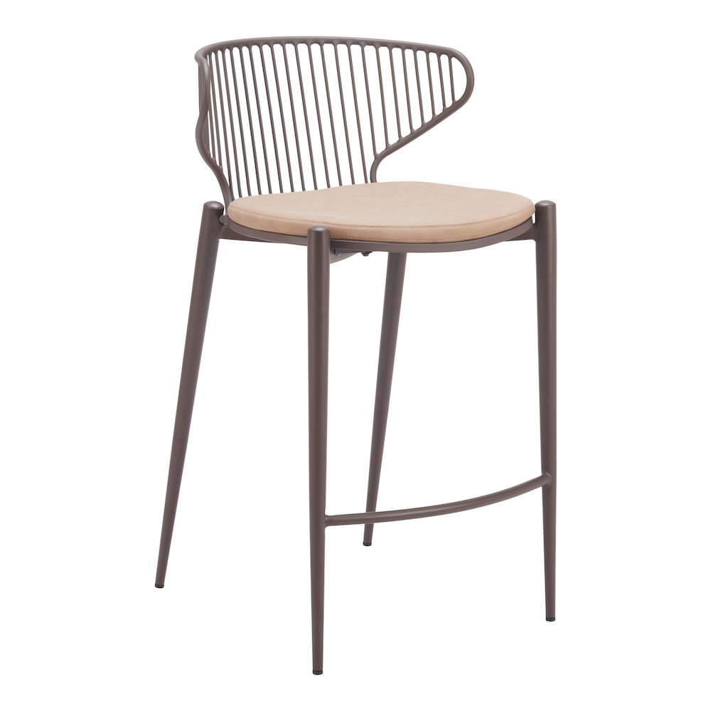 Silues Counter Stool (Set of 2) Taupe & Brown