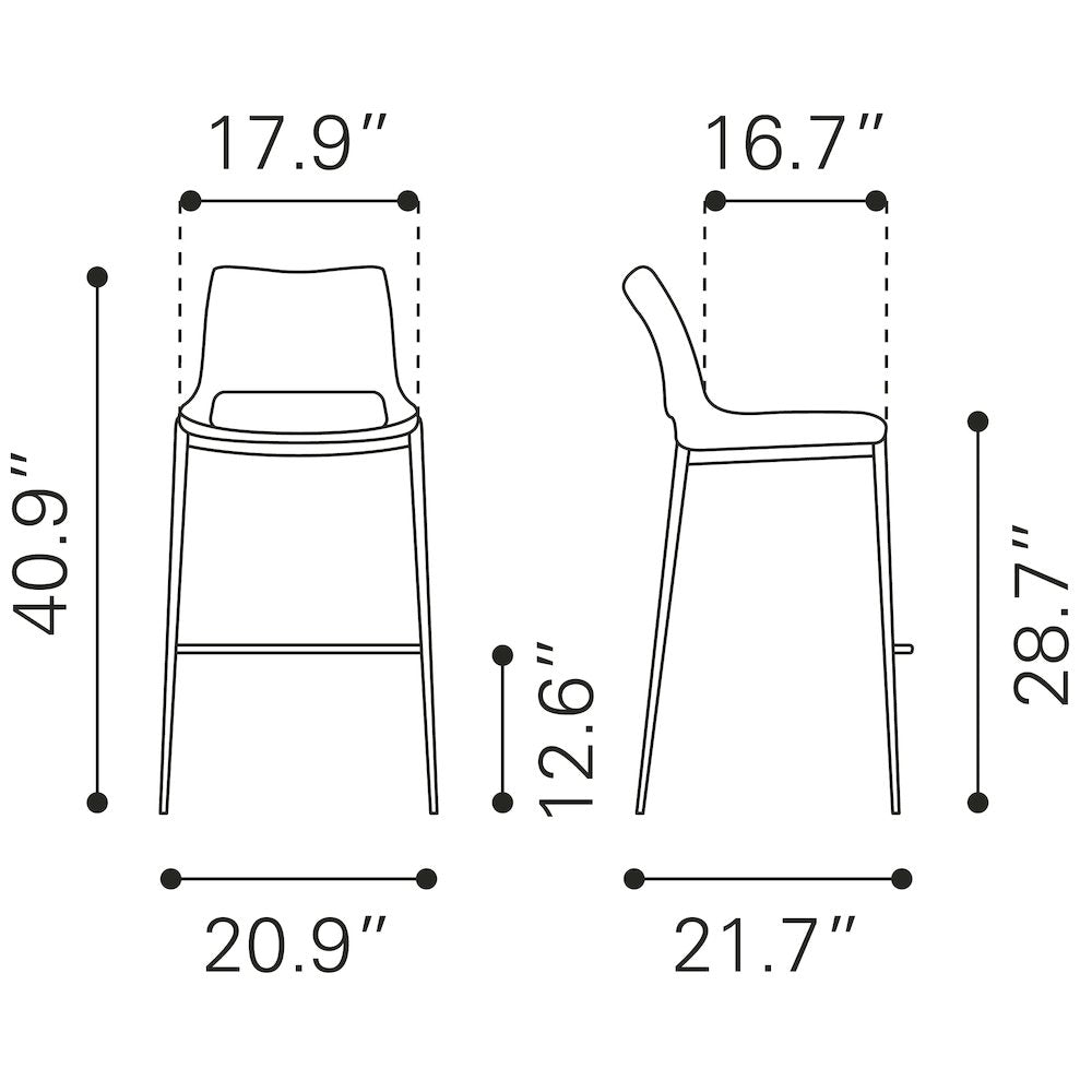 Ace Barstool (Set of 2) Dark Gray & Walnut