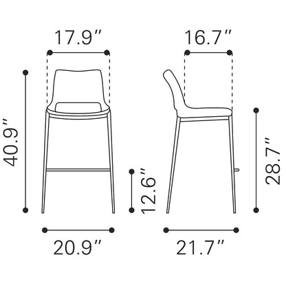 Ace Barstool (Set of 2) Dark Gray & Walnut