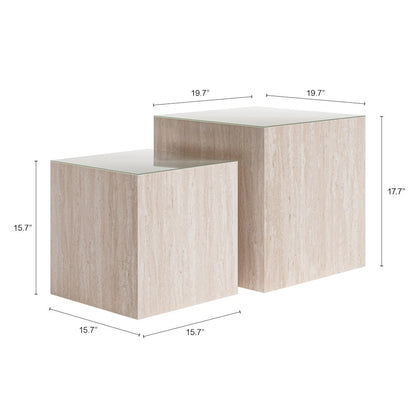 Cambro Coffee Table Set (2-Piece) Stone Beige