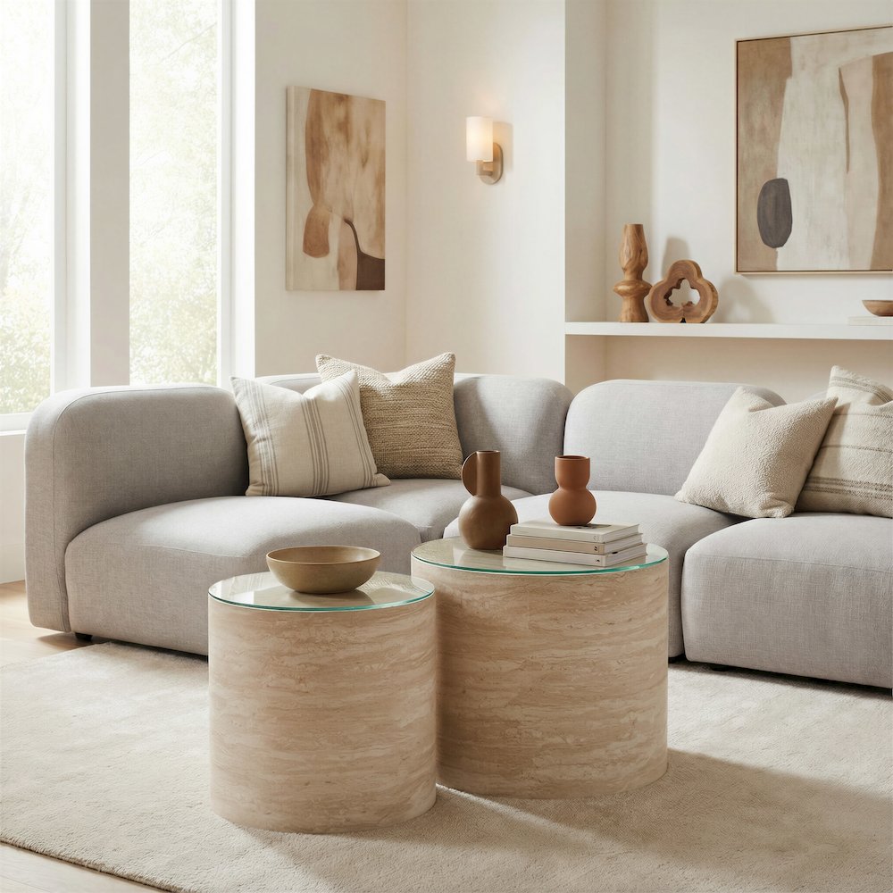 Carzo Coffee Table Set (2-Piece) Stone Beige