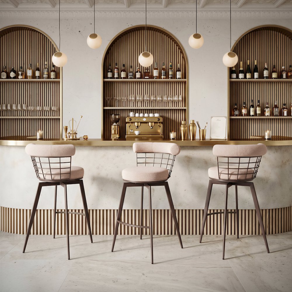 Saku Swivel Barstool Beige & Brown
