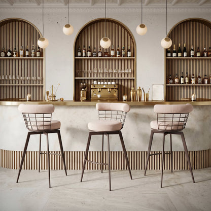 Saku Swivel Barstool Beige & Brown