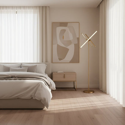 Floor Lamp, Brass, Works with Dimmer, Steel and Silicone
