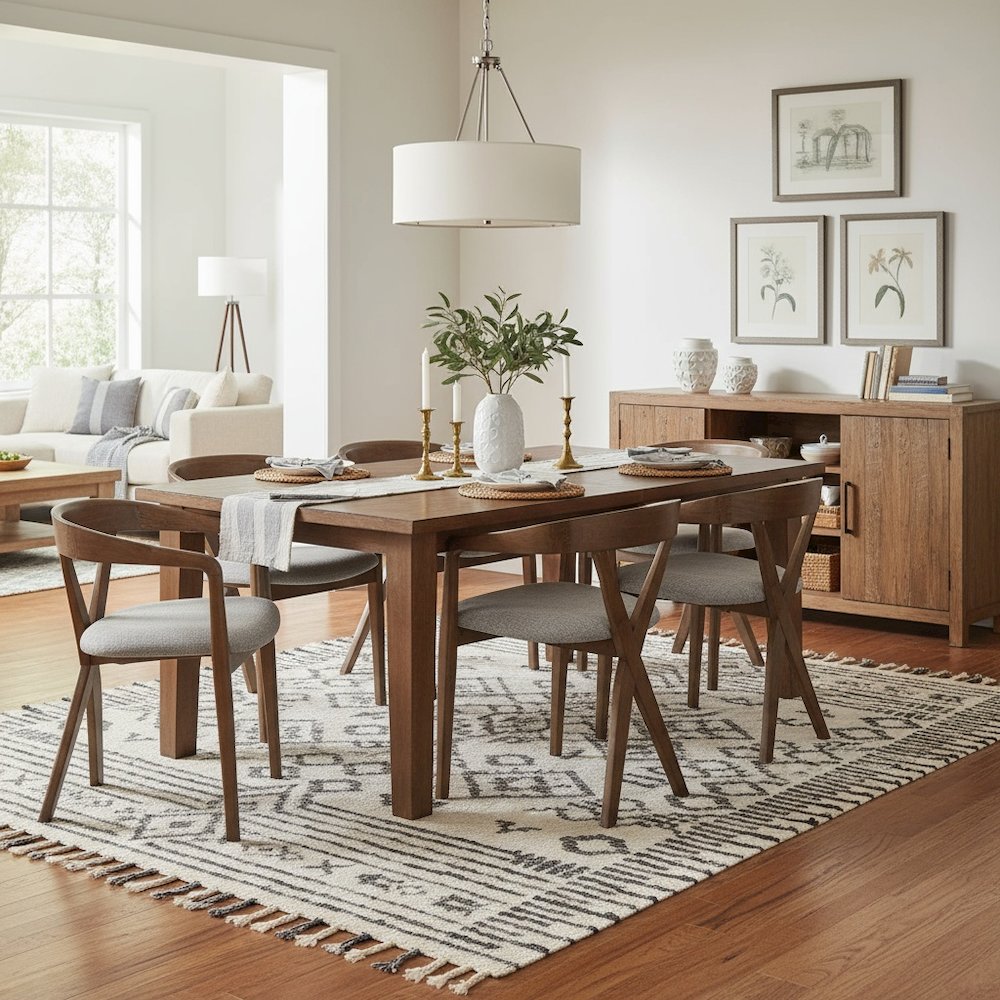 Dining Chair, Dove Gray Polyester Linen Fabric, Rubberwood Legs