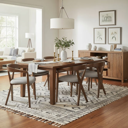 Dining Chair, Dove Gray Polyester Linen Fabric, Rubberwood Legs