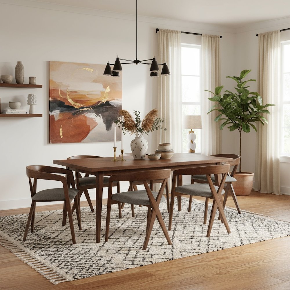Dining Chair, Dove Gray Polyester Linen Fabric, Rubberwood Legs