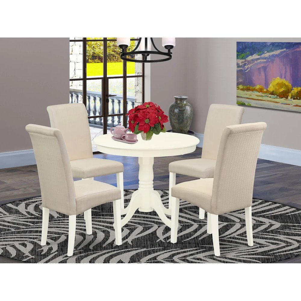 Dining Room Set Linen White, ANBA5-LWH-01