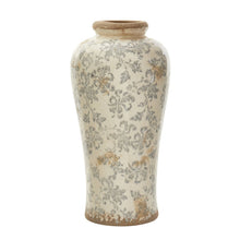 16in. Tuscan Ceramic Floral Scroll Urn Vase