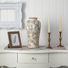 16in. Tuscan Ceramic Floral Scroll Urn Vase