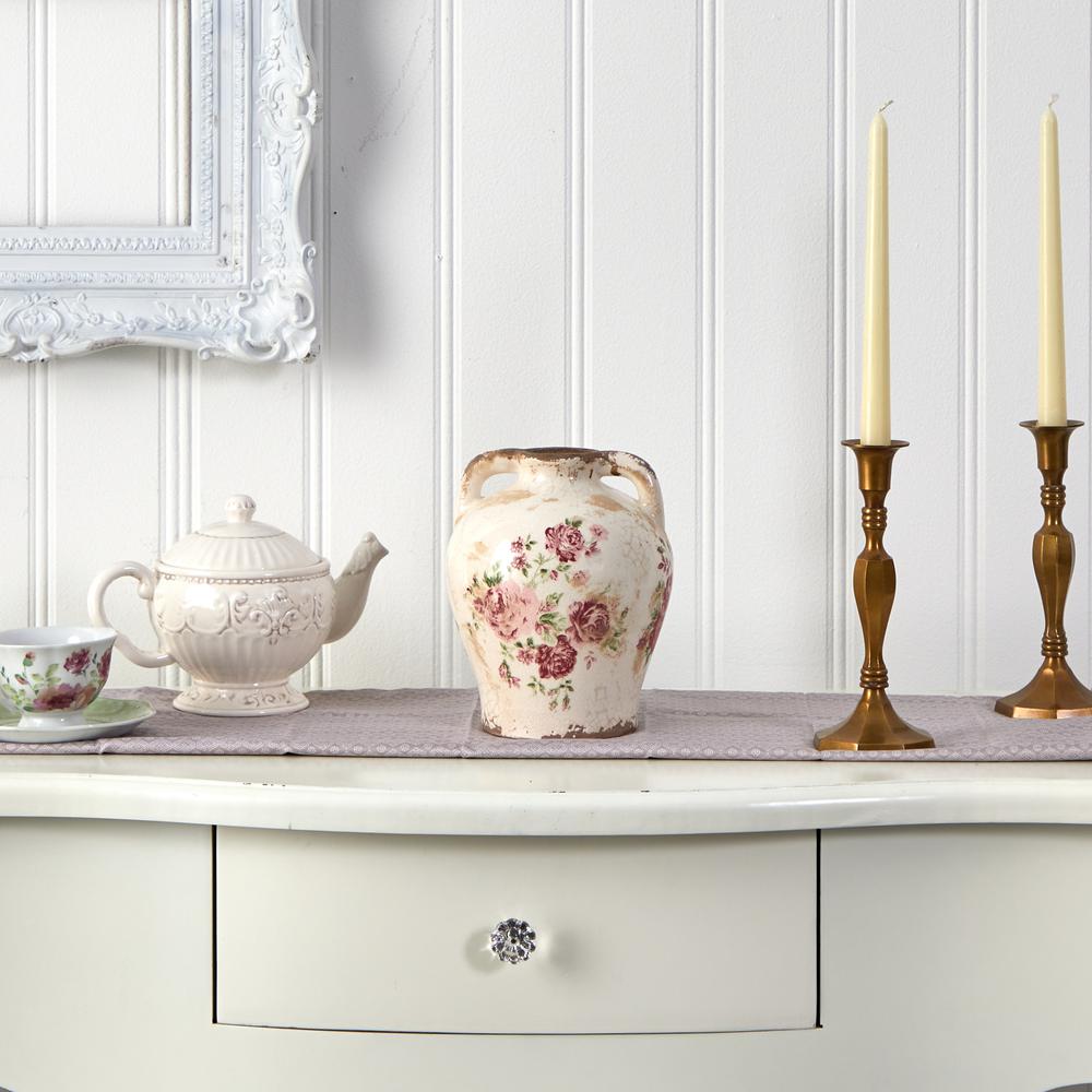 8in. Tuscan Ceramic Floral Print Vase
