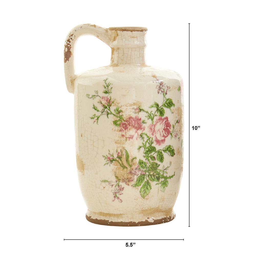 10in. Tuscan Ceramic Floral Print Pitcher