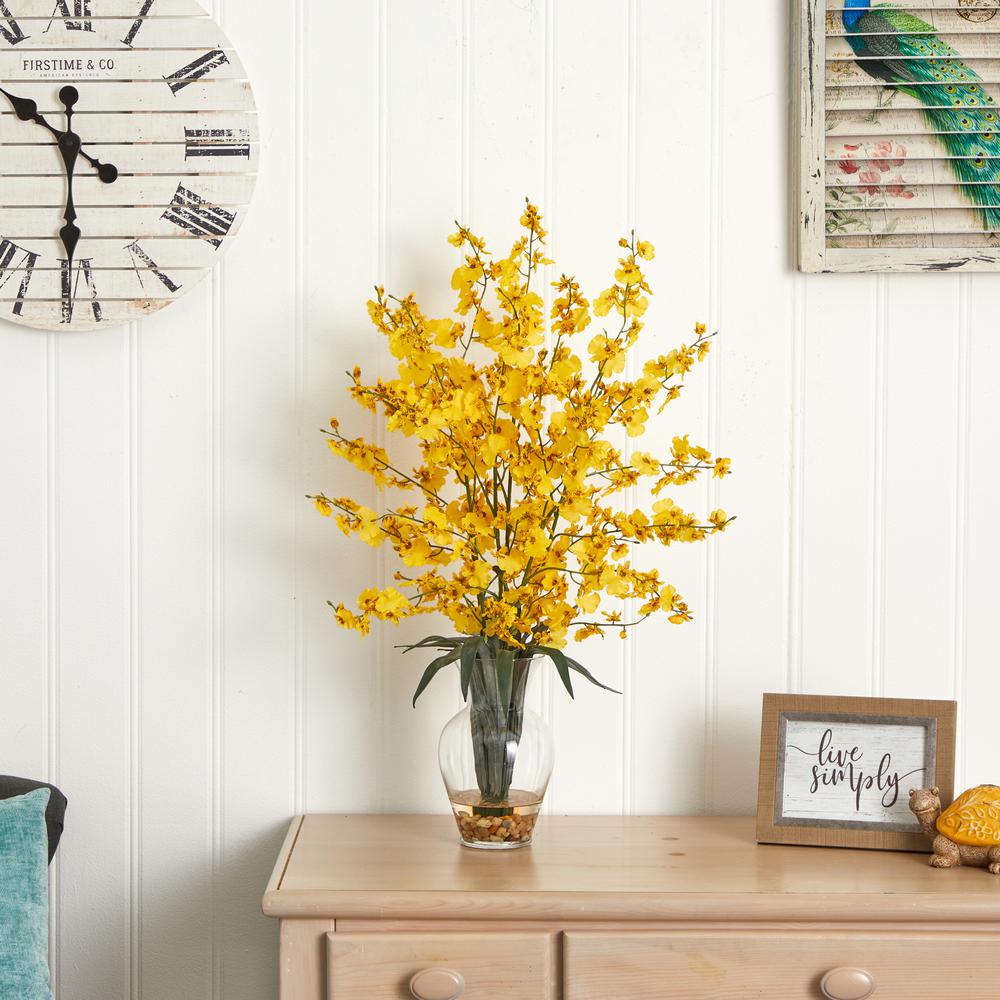 Dancing Lady Liquid Illusion Silk Flower Arrangement, Yellow