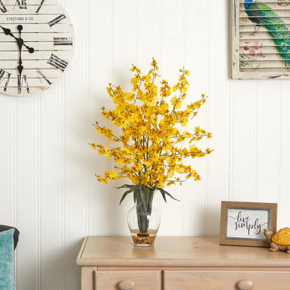 Dancing Lady Liquid Illusion Silk Flower Arrangement, Yellow