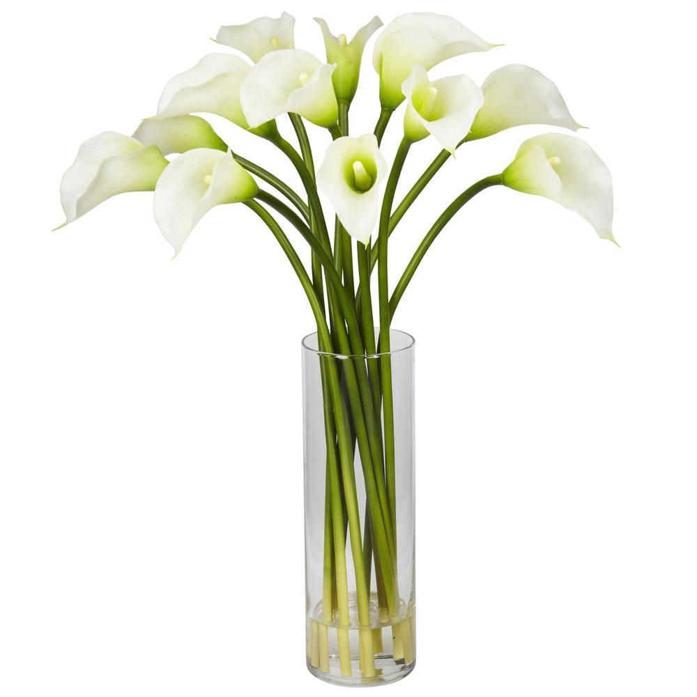 Mini Calla Lily Silk Flower Arrangement, Cream