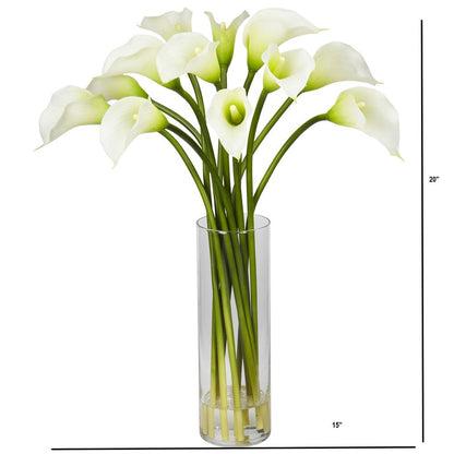 Mini Calla Lily Silk Flower Arrangement, Cream