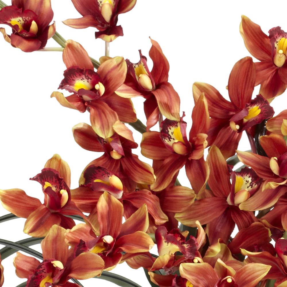 Cymbidium with Decorative Vase Silk Arrangement, Burgundy