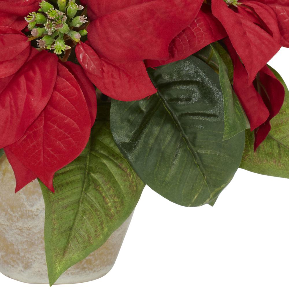 Poinsettia with Ceramic Vase Silk Flower Arrangement