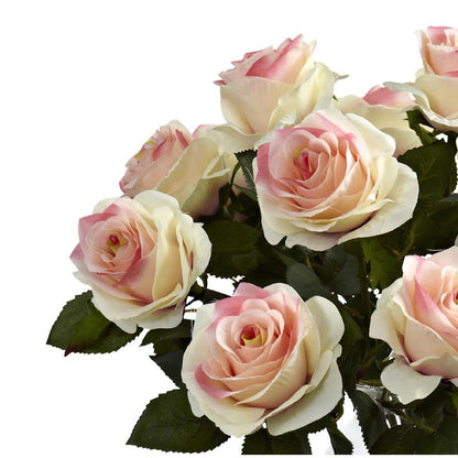 Blooming Roses with Vase, Light Pink