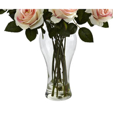 Blooming Roses with Vase, Light Pink