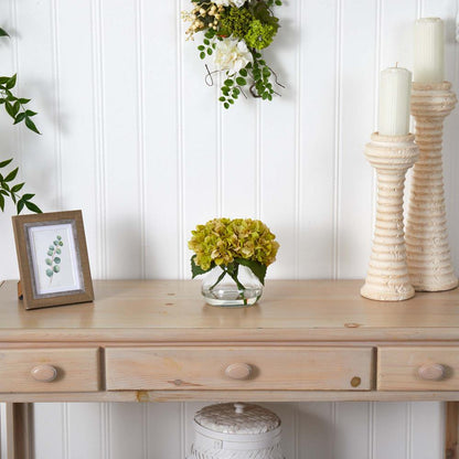 Blooming Hydrangea with Vase, Green