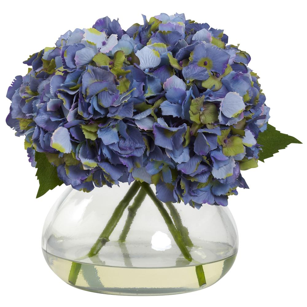 Large Blooming Hydrangea with Vase, Blue