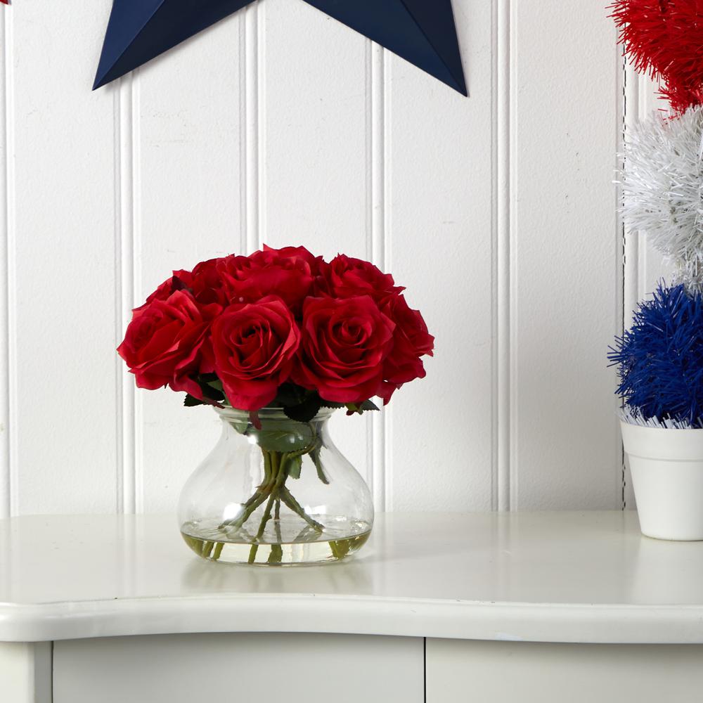 Rose Arrangement with Vase, Red