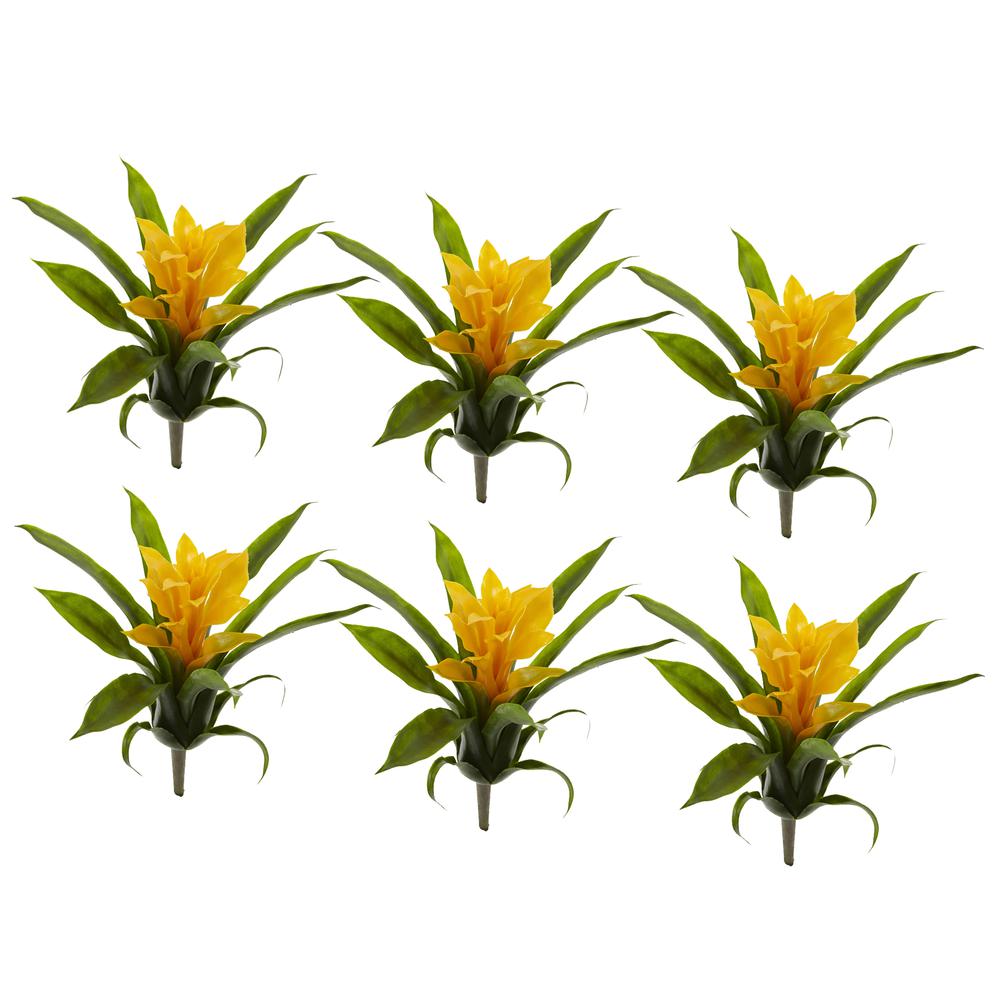 10in. Bromeliad Artificial Flower, Set of 6